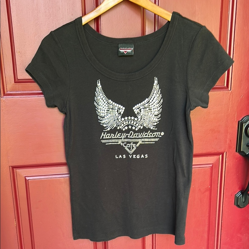 Harley-Davidson Black Winged Rhinestone Tee